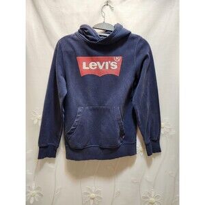 Levi's Kids 10/12 Navy Blue Sweater Hoodie Logo Classic Thick Warm Pull Over